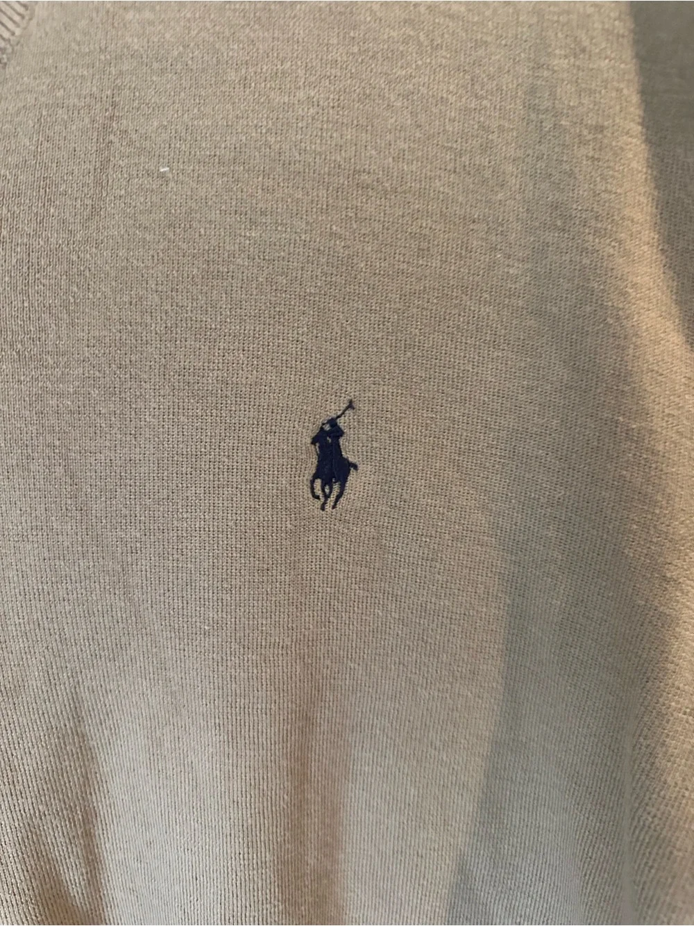 Polo by Ralph Lauren V-Neck Sweater in Tan with Navy Pony